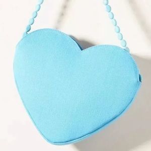 Anthropologie Crush Heart Clutch Beaded Chain Whimsical New with Tag, dust bag
